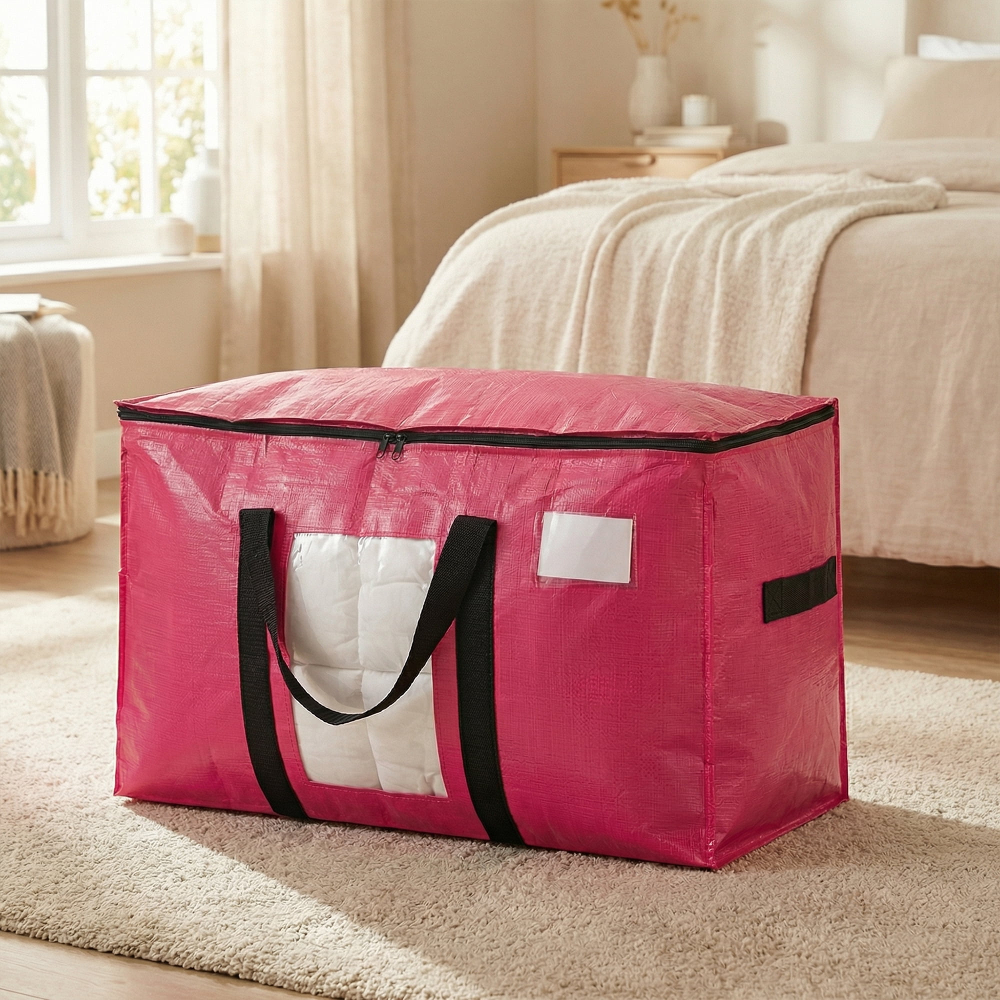 Unique Bargains Storage Bags for and Closet with Handles Light Pink 27.56"x13.78"x16.54"