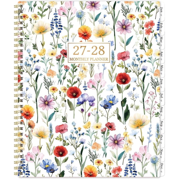 2027-2028 Monthly Planner - 2 Year Monthly Planner/Calendar 2027-2028 | JAN 2027 - DEC 2028, 9" x 11", 24 Months, Tabs, Pocket, Holidays, -Wire Binding, for School Office Supplies