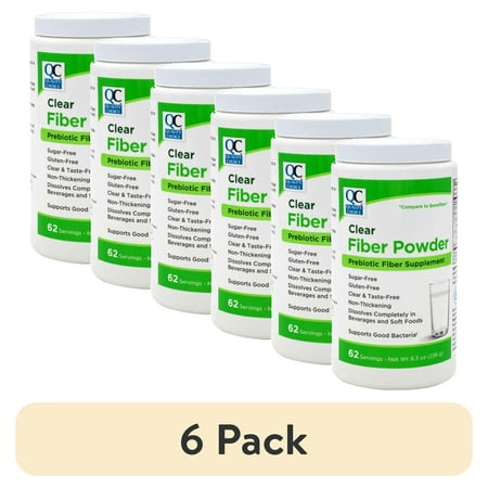 (6 pack) Quality Choice Clear Prebiotic Fiber Supplement Powder for Digestive Health - Tasteless, Non-Thickening Formula - 62 Servings, 8.3 Ounces - Ideal for Adults & Children 6 & Up Daily Fiber Powder