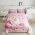 thumbnail image 2 of Erosebridal Cat Kitten Bedding Sets Twin with Comforter, Dreamy Bowknot Bow Tie Duvet Insert, Pink, Reversible 2pcs, 2 of 7