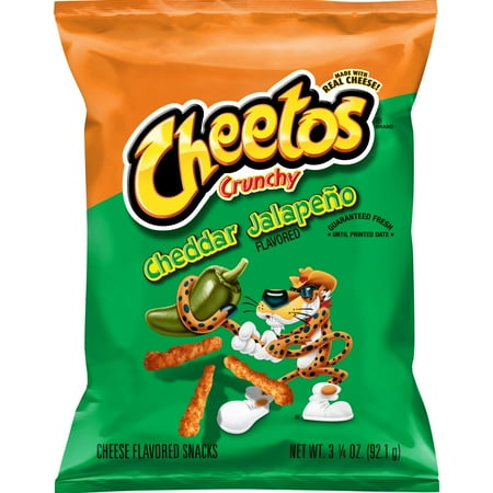 Cheetos Crunchy Cheese Cheddar Jalapeno Flavored Snack Chips, 3.25 oz Bag (Pack 2)