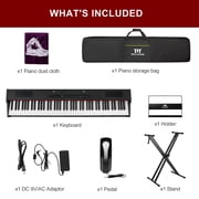 MUSTAR Weighted Digital Keyboard Piano 88 Keys Hammer Action with Stand, Bluetooth, Portable Case, Sustain Pedal (Black)