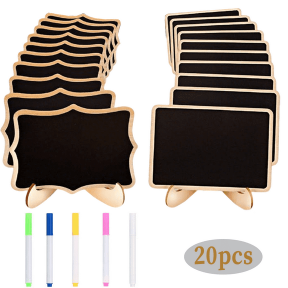 MRSXXNTY  Mini Chalkboard Signs, 20 Pack Framed Small Chalk Board Food Labels with Easel Stand for Party Buffet Wedding Celebration, Wooden Blackboard as Place Cards for Table Setting or Numbers