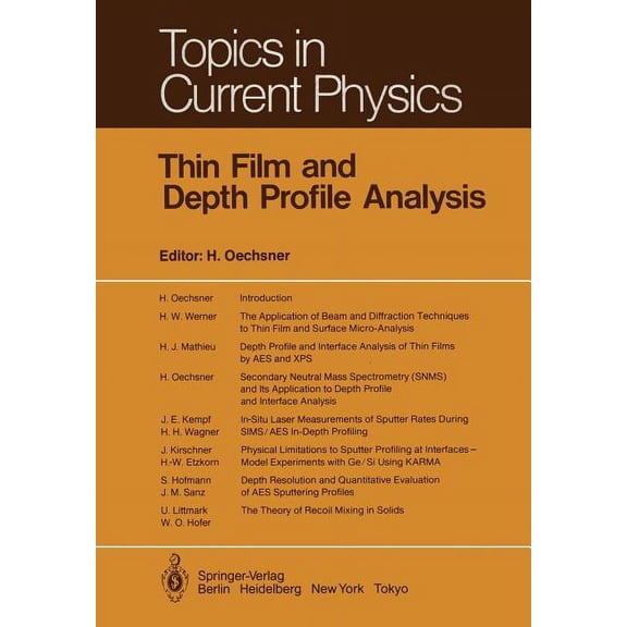 Topics in Current Physics Thin Film and Depth Profile Analysis, Book 37, (Paperback)