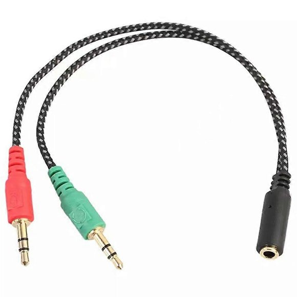 Audio Splitter Cable 3.5mm Female to Dual 3.5mm Male 2 in 1 Mic Headphone Braided Adapter Cord