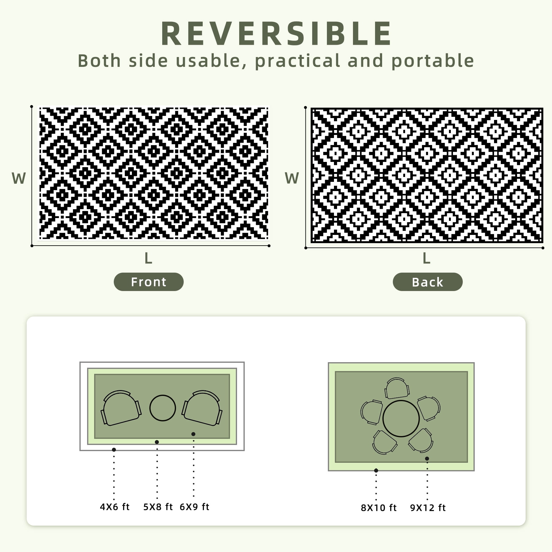 Favoyard Outdoor Rug 5x8 ft Waterproof Reversible Patio Plastic Straw Rugs Outside Large RV Camping Area Carpet Mat for Porch Balcony Pool Backyard