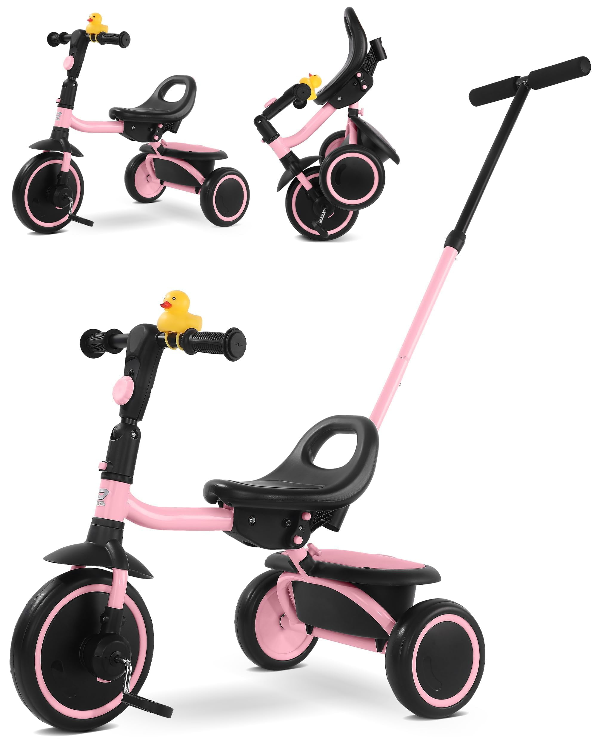 Triciclo para niños de 18 meses a 5 años con asa de empuje extraíble ...