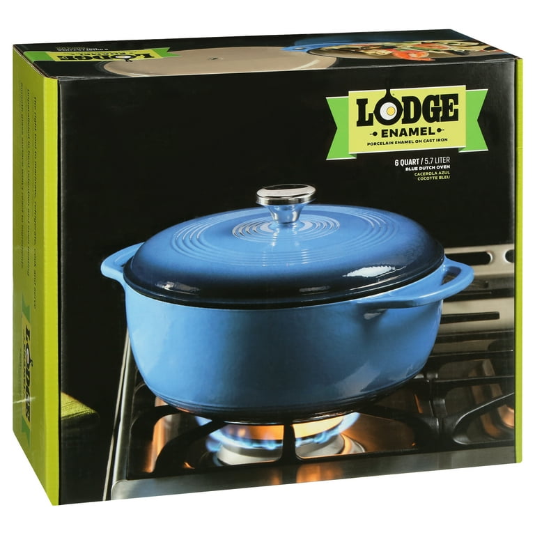 LODGE ENAMEL ダッチオーブン　ブルー Lodge Enameled Cast Iron Dutch Oven, 6 Quart, Blue - Walmart.com