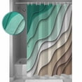 thumbnail image 4 of Green Brown Ombre Waterproof Fabric Shower Curtain, Modern Geometric Abstract Aesthetic Cream Shower Curtain for Bathroom Curtains Bathtubs Hotel Washable Shower Curtains with 12 Hooks Small 36x78in, 4 of 6