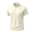 thumbnail image 4 of Men's Workout T-shirts Short Sleeve Stand Collar 1/4 Zip Pullover Quick Dry Fitness Tops Sports Muscle Tee Tshirts (2XL, Beige), 4 of 5