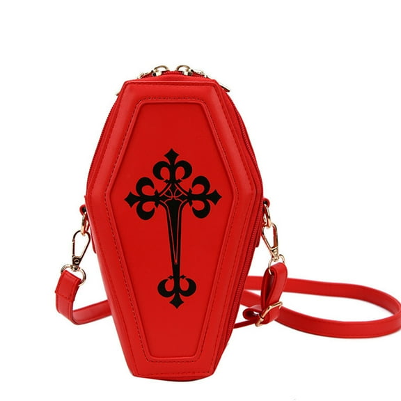 Exquisite Handbag Gothic Coffin Shape Purses Halloween for Cross Crossbody Bag Shoulder Bag for Carnival Cosplay