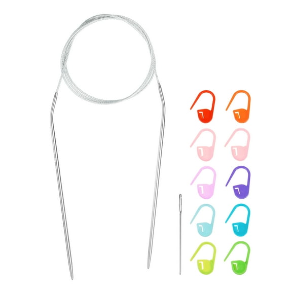 Uxcell Knitting Needles Size US 2.5(3mm) Circular Needle 39 Inch(100cm) Round Metal Stainless Steel Needle with Needles for Handmade Projects DIY Knitting