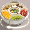 thumbnail image 6 of Riousery Divided Rotating Serving Tray with Lid and Handle Snackle Box Container 12.6 inches / 32 cm Serving Platter with 6 Compartments for Fruit Snacks, 6 of 9