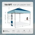 thumbnail image 5 of Alpha Joy 10x10ft One Push Setup Canopy Instant Outdoor Canopy Tent Portable Pop-up Canopy with Roller Bag, D&L Blue, 5 of 8