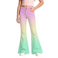 thumbnail image 2 of Kiijoy Girls Rainbow Gradient Flared Pants Casual Mid Rise Pants with Pockets, Pink, Sizes 9-10, 2 of 3