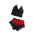 thumbnail image 3 of qolati Pajamas Sets for Women Floral Spaghetti Strap Lace Bralette with Satin Shorts Set Holiday Homewear Two Piece Floral Lace Sleepwear, 3 of 3