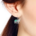 thumbnail image 3 of AeraVida Majestic Thai Elephant Green Turquoise Inlays .925 Sterling Silver Earrings, 3 of 5