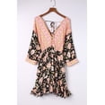 thumbnail image 2 of ABPHQTO Vestido floral de manga 3/4 con cuello en V negro para mujer, 2 of 5