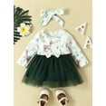 thumbnail image 2 of SUNSIOM Bébé Filles 2Pcs Automne Tenues Manches Longues Col Rond Cerf Imprimé Tulle Robe avec Bandeau Ensemble Vêtements pour Bébés, 2 of 8