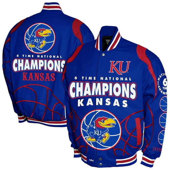 Men's Franchise Club Royal Kansas Jayhawks 6-Time Champions Signature Cotton Twill Full-Snap Jacket