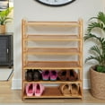 thumbnail image 2 of Tcbosik 6-Tier Bamboo Shoe Organizer in Natural Finish, Slim Narrow Shoe Rack for Small Spaces, Entryway & Bedroom – 26.77"L x 9.84"W x 35.43"H, 2 of 6