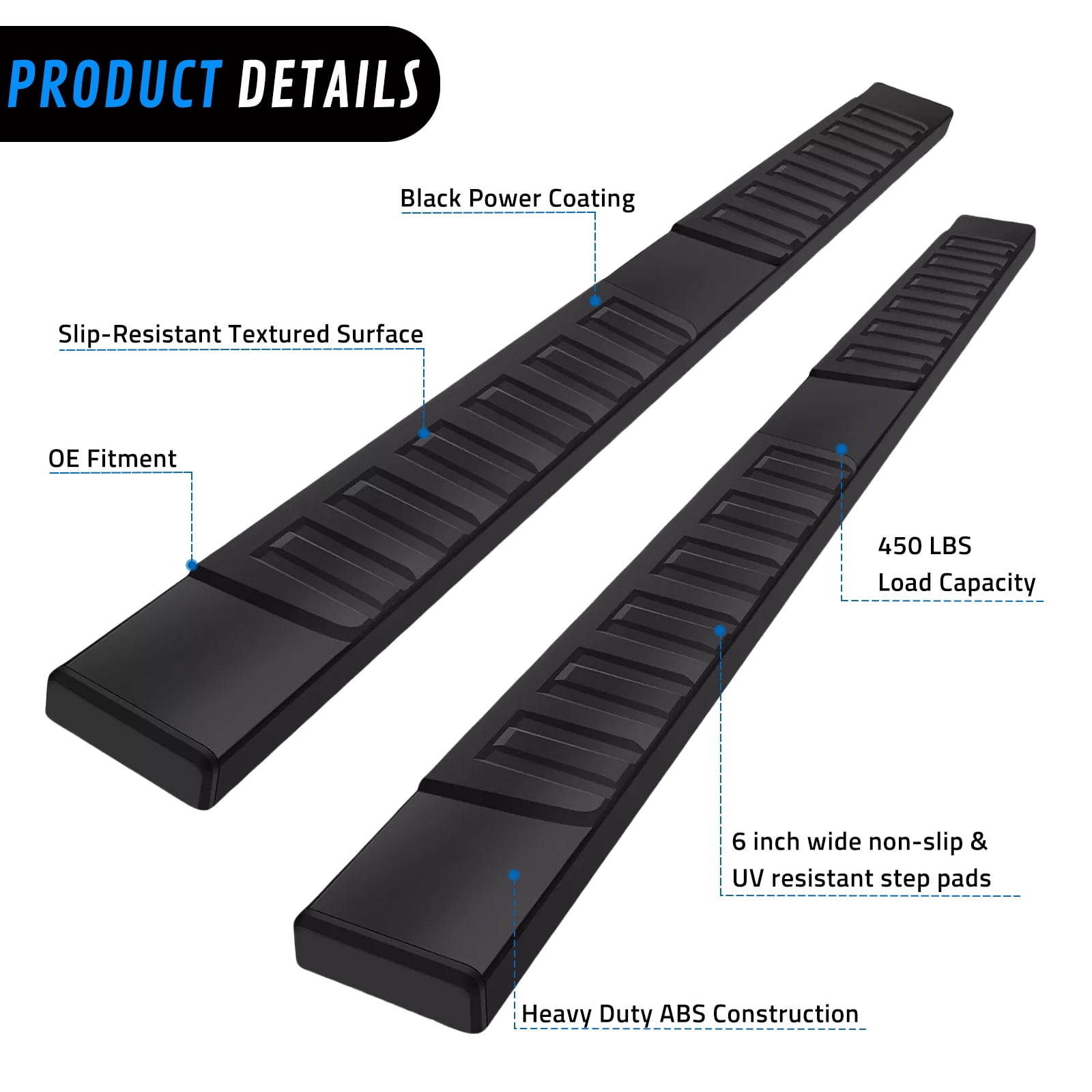 Running Boards Side Steps Compatible with 2024 2025 Toyota Tacoma Double Cab & Crew Cab (4 Full-Size Doors), Heavy-Duty Carbon Steel Nerf Bar Side