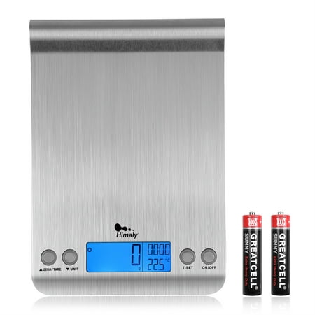 

Himaly Food Scale 11 lb Digital Kitchen Scale with 1 g/0.1 oz Precise Graduation 4 Units LCD Display Scale for Cooking/Baking Easy Clean Stainless Steel Silver