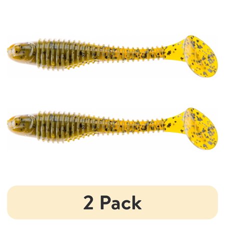 (2 pack) Ozark Trail 4 Shudder Swimmer Green Pumpkin 5 pieces Fishing Soft Baits
