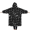 thumbnail image 2 of Oversized Wearable Blanket Hoodie,Black Gothic Skull Spider Pattern Sherpa Blanket Hoodie with Super Pockets,Super Warm Fuzzy Pullover for Women & Men, 2 of 6