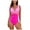 Pink, variant on TTUHYWXI Womens Tummy Control Swimsuit V Neck One Piece Bathing Suits Lace-up Ruffle Swimwear (Green, XL)