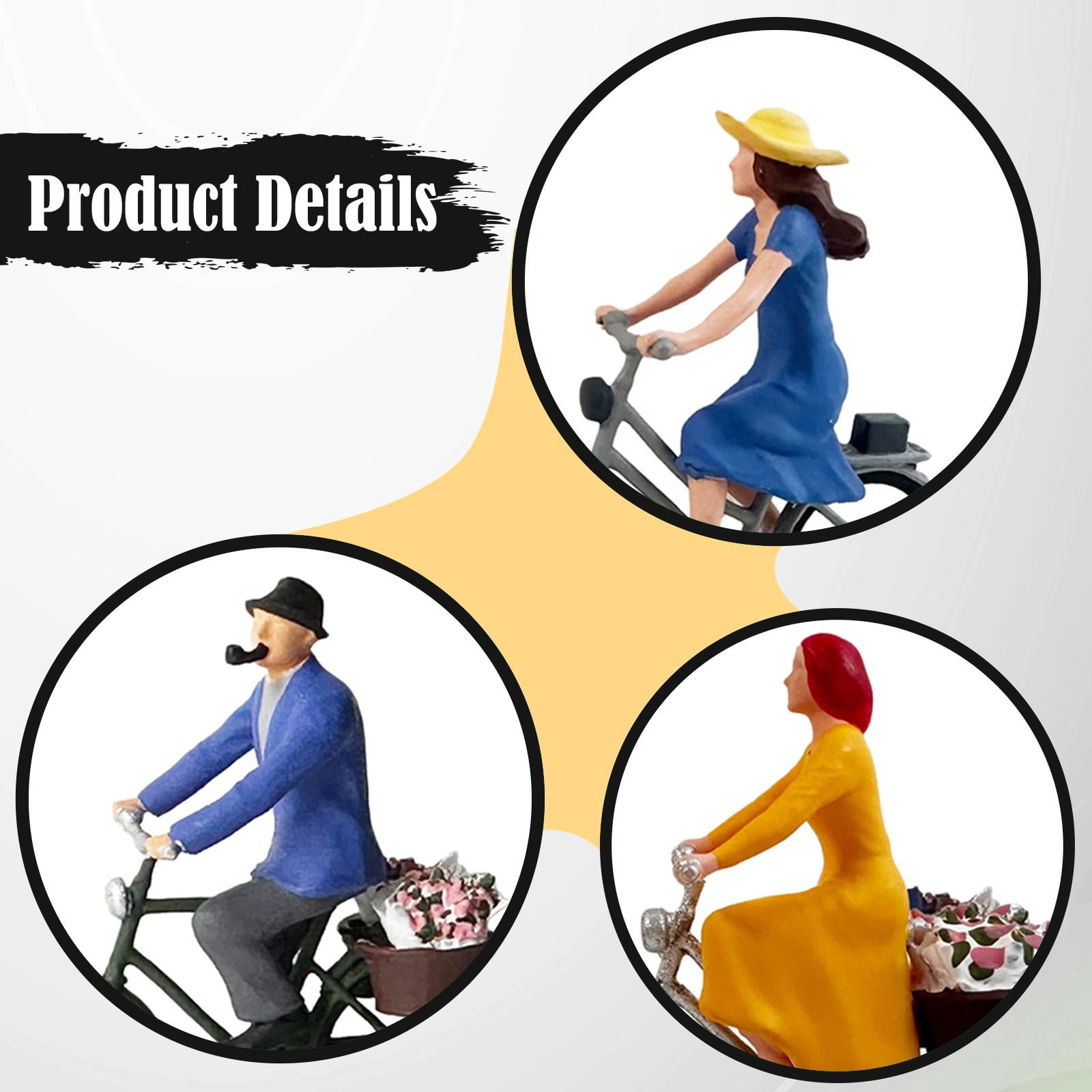 LeeQinersw 4 Pieces 1/64 Cyclist Figure Set Desktop Decoration Detailed Cycler Figurine