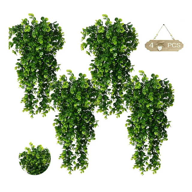 Planta Colgante Artificial Decorativa De Hojas De Eucalipto Xtellar verde