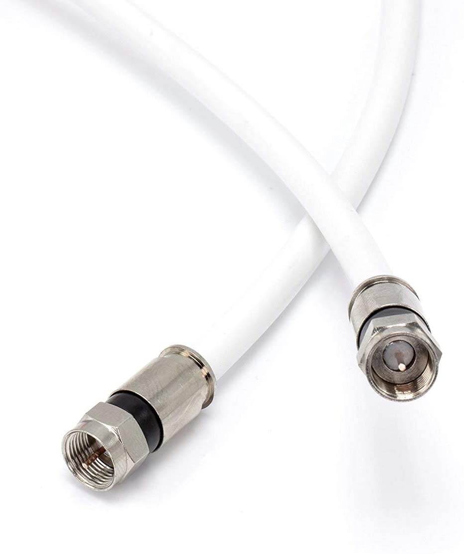 Haobase White Coaxial Cable with Connectors, F81 / RF, Digital Coax