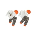 thumbnail image 2 of RUINIXCW Nebworn Baby Boy Girl Deer Hunting Outfit Infant Baby Girl Boy Clothes Deer Printed Long Sleeve Romper Top Camouflage Jogger Pants Hat Set, 2 of 10