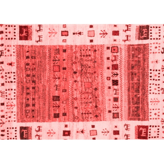 Ahgly Company Indoor Rectangle Abstract Red Contemporary Area Rugs, 2' x 4'