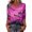 Purple Pink #062, variant on Halloween Shirts for Women Skeleton Castle Print V-Neck Casual T-Shirt Candy Loose Fit 3/4 Sleeve Cute Fall Tops 2XL
