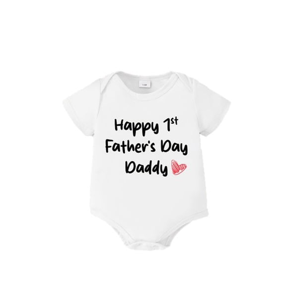 PureChapter 3-6 Months Baby "Happy 1st Father's Day Daddy" Short Sleeve Bodysuit Summer Romper for First Father's Day