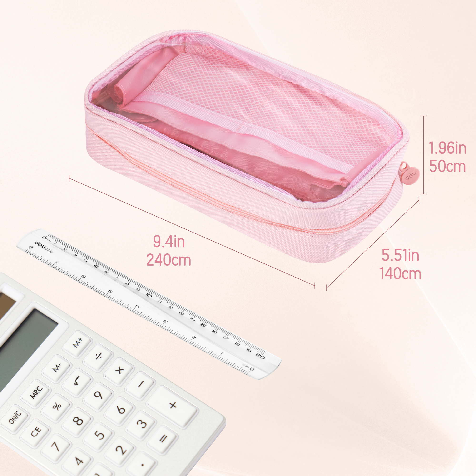 Deli Estuche para lápices para niños, gran capacidad, plegable, con 4 compartimentos, organizador de útiles escolares para estudiantes, adolescentes y oficina, rosa 3