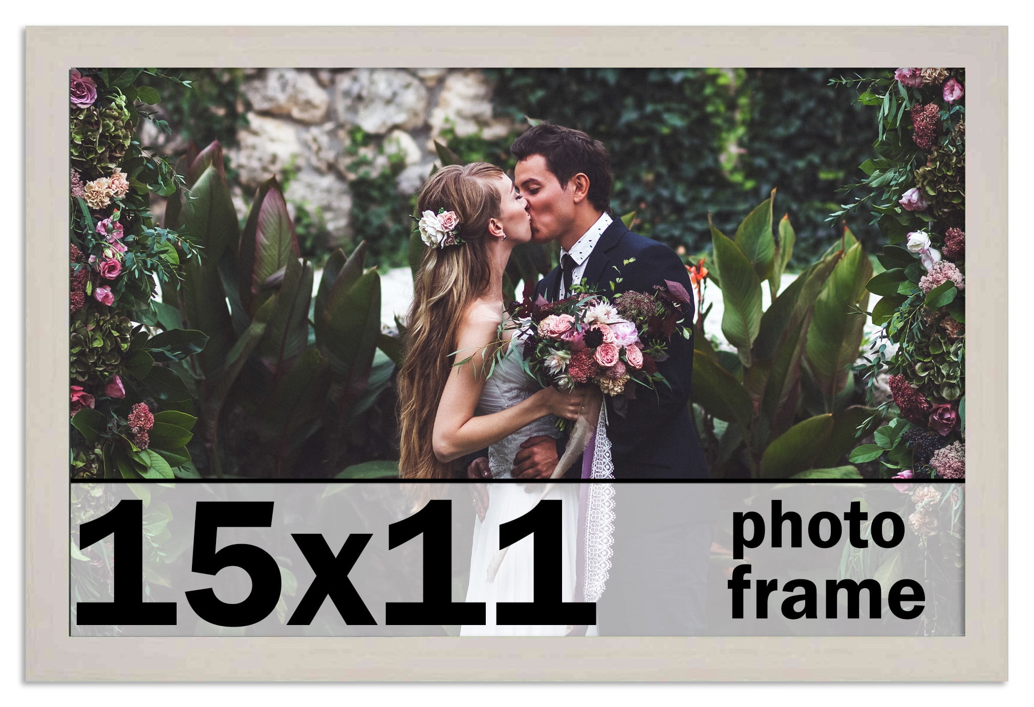 15x11 Frame White Wash Picture Frame Complete Modern Photo Frame Includes UV Acrylic Shatter