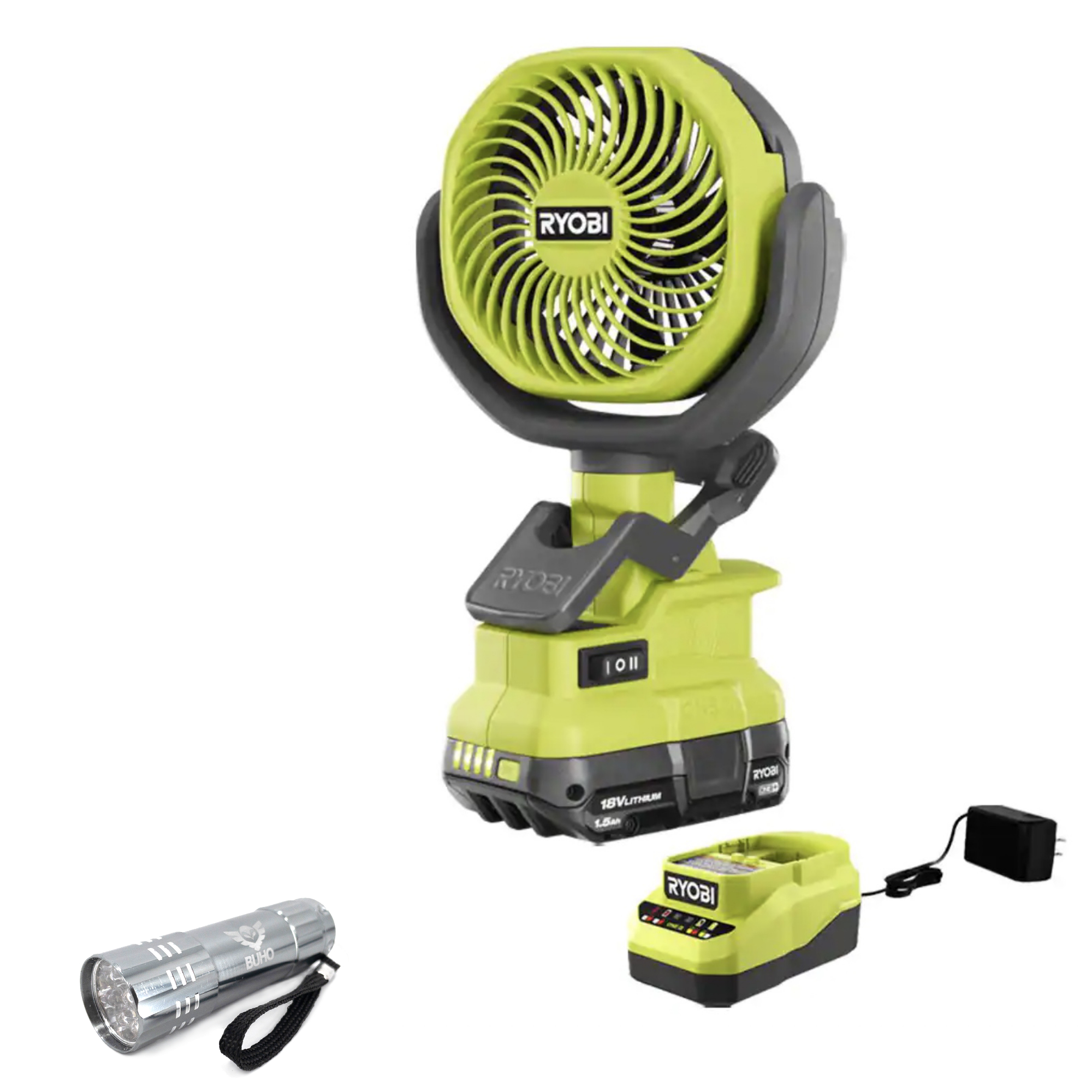 RYOBI 18Volt ONE+ Bucket Top Misting Fan with Battery and Charger