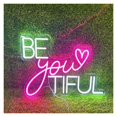 thumbnail image 1 of Letrero De Neón Be You Tiful Con Luz LED Regulable Para Decorar Paredes De Dormitorios, Tiendas, Salones De Belleza, Apartamentos, 42cmx30cm, 1 of 2