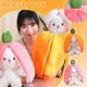 thumbnail image 2 of Lindo muñeco de peluche de conejo de fresa transformado, conejo de zanahoria, muñeco de fruta pequeño, conejito, 2 of 7