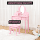thumbnail image 5 of Para niños' vanity set: mirror, stool, de madera princess makeup dressing mesa para pretend play beauty set, 5 of 6