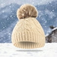 thumbnail image 6 of Cute Toddler Baby Pom Pom Hat Kids Winter Warm Knitted Solid Color Skiing Beanie Hat for Girls Boys 1-6 Years Old, 6 of 7