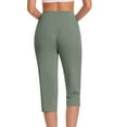 thumbnail image 4 of Women's Summer High Waisted Solid Color Capris Matching Slim Fitting Yoga Gym Pants Capris Pants, 4 of 8