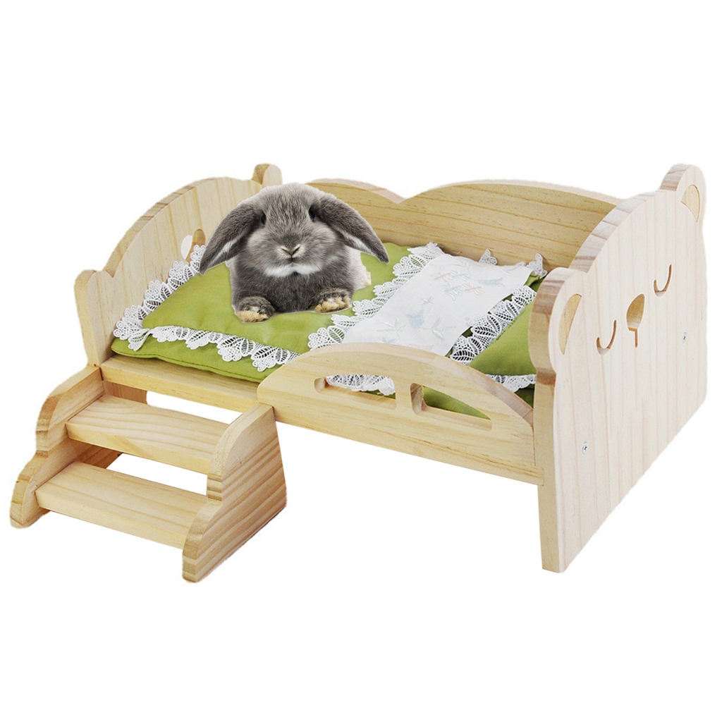 Zeiwohndc Wood Platform Cage Bed Hamster Sleeping Bed Cage Decors Small Animals House