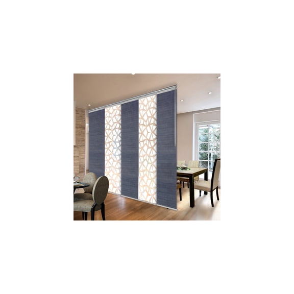 Room Divider Panel Track System - Adjustable Width, Dual Mount - Steel Frame, Decorative Blinds, 110" Long