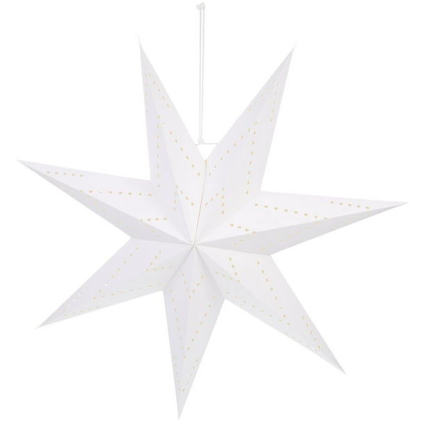 7-Piece Christmas Paper Star Lantern Set – White 7-Pointed Hollow Stars, 4 Sizes (10"–18"), Hanging Decor