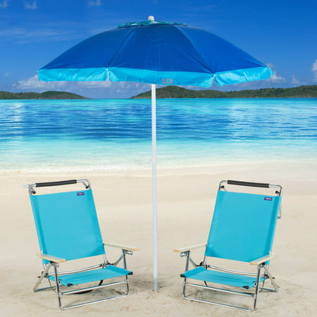 Rio Brands Copa 5 Position Beach Chair With 6 Ft Beach Umbrella