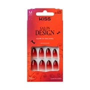 KISS Salon Design Halloween Press On Nails Almond, ‘Jeepers’, Wine, Medium, 24 Count